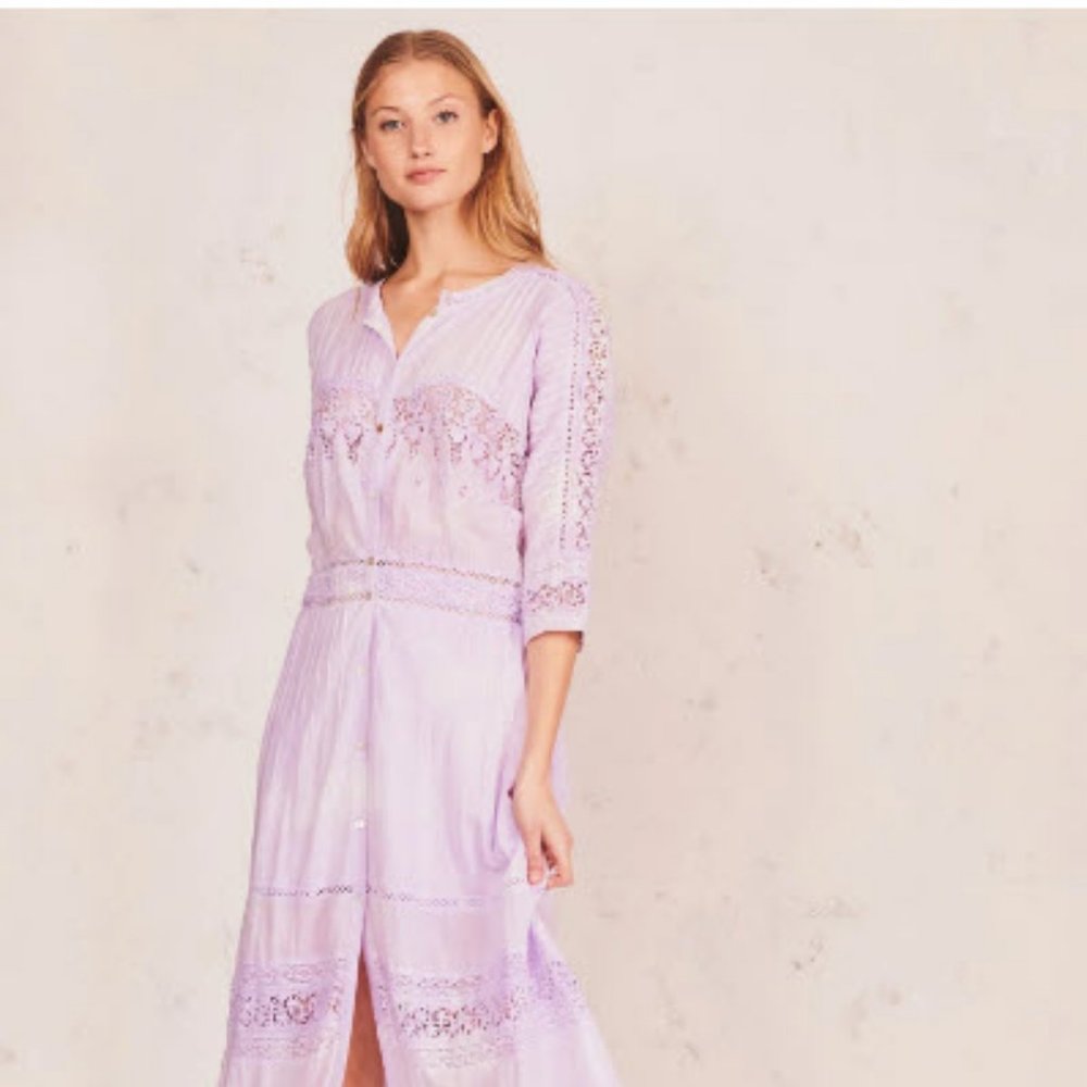 NWT - LoveShackFancy Beth Midi Dress - Violet Splash